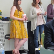 Hannah McGee (left) and Dr. Charlotte Rich look on as author readings begin.